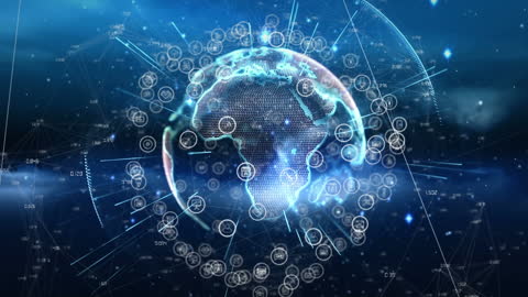 Futuristic Digital Global Network with Data Connections