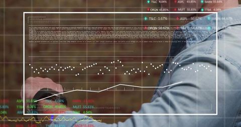 Man Checking Smartwatch with Holographic Financial Dashboard and Analytics Overlay
