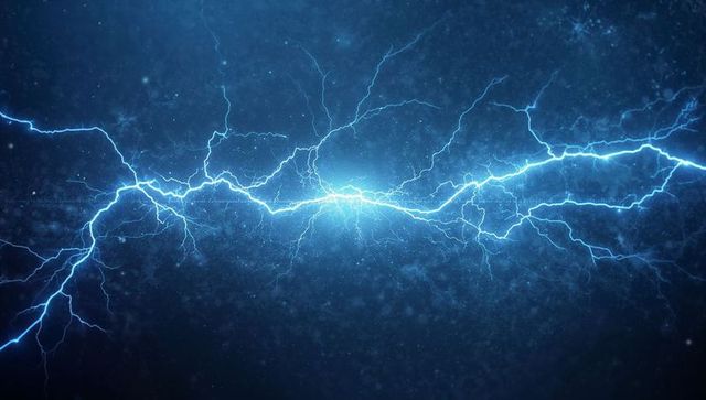 Electric blue lightning bolt in digital space