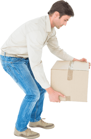 transparent image of man lifting cardboard box effectively - Download Free Stock Videos Pikwizard.com