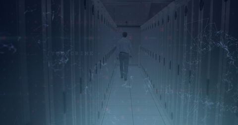 Engineer Walking Through Futuristic Data Center - Download Free Stock Images Pikwizard.com