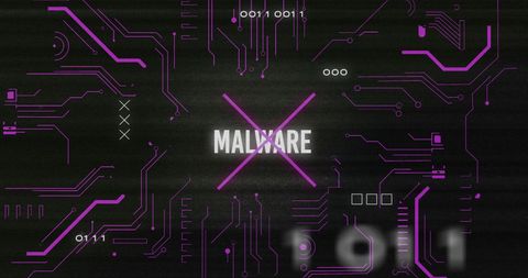 Cyber Security Concept with Malware Disruption and Circuit Patterns - Download Free Stock Images Pikwizard.com
