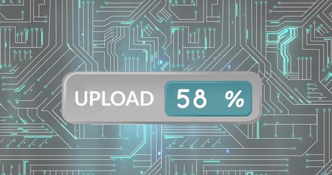 digital upload progress bar over circuit background illustrating technology - Download Free Stock Images Pikwizard.com
