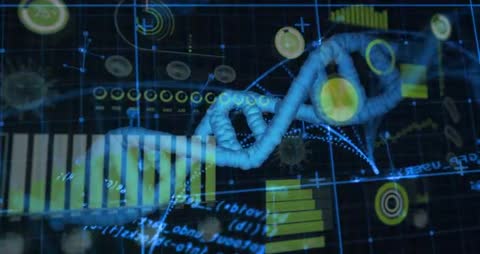 3D DNA Helix with Emerging Digital Analytics Visuals