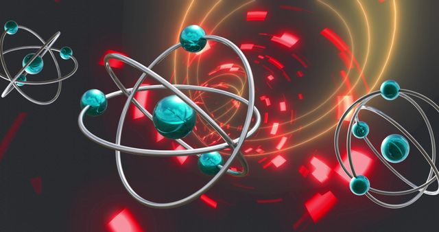 Futuristic Atom Models with Dynamic Light Trails - Download Free Stock Images Pikwizard.com