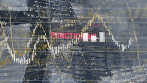 Data Analytics Overlay with Cityscape and Charts