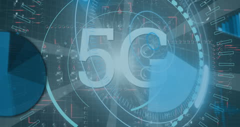 Futuristic 5G Technology Abstract Background with Digital Interface