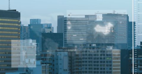 Abstract Digital Overlay Above Urban Skyscrapers - Download Free Stock Images Pikwizard.com