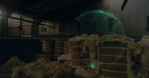 Digital Financial Data Overlay on Industrial Warehouse