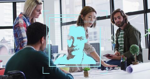 Diverse Team Collaborating with Futuristic Interface Overlays - Download Free Stock Images Pikwizard.com