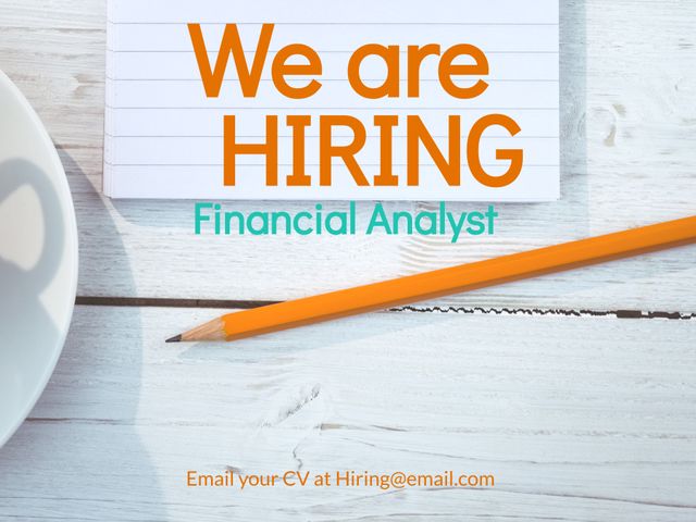 This image can be used in job portals, business websites, or corporate social media pages to attract potential applicants for the position of Financial Analyst. It suits HR recruitment presentations, newsletters, and job fair promotional materials.