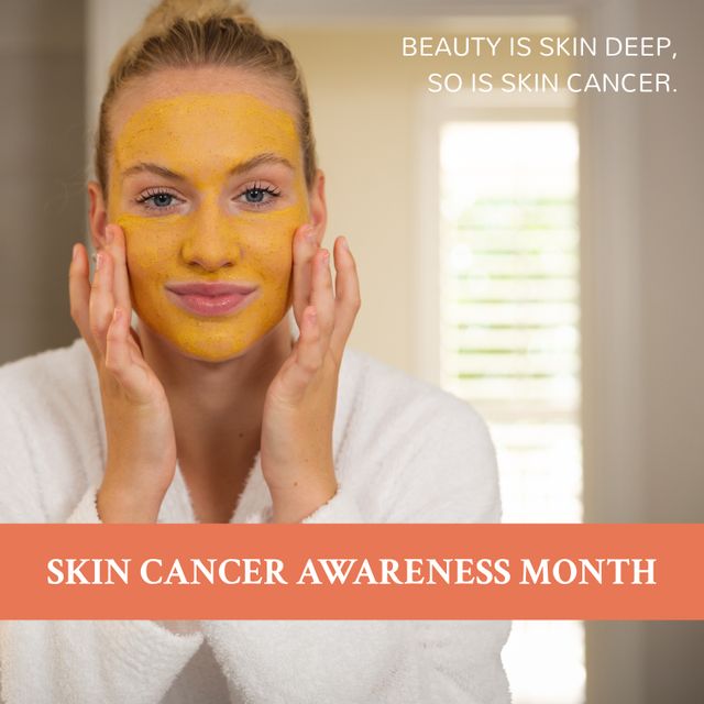 Skin Cancer Awareness Month Concept with Woman Applying Beauty Face Mask - Download Free Stock Templates Pikwizard.com