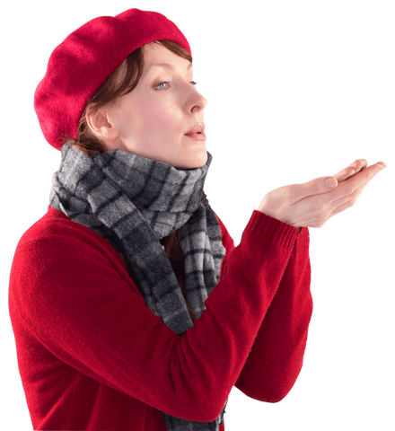 Transparent Woman in Red Blowing Kiss with Elegance - Download Free Stock Videos Pikwizard.com