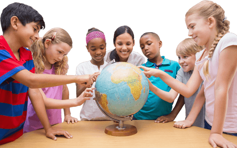 children and teacher exploring geography with transparent globe - Download Free Stock Videos Pikwizard.com