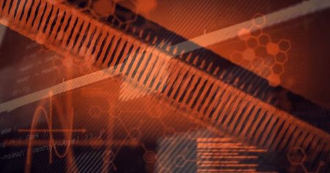 Abstract Digital Interface with Futuristic Orange Panels