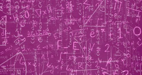 Scientific formulas on pink background display education concept
