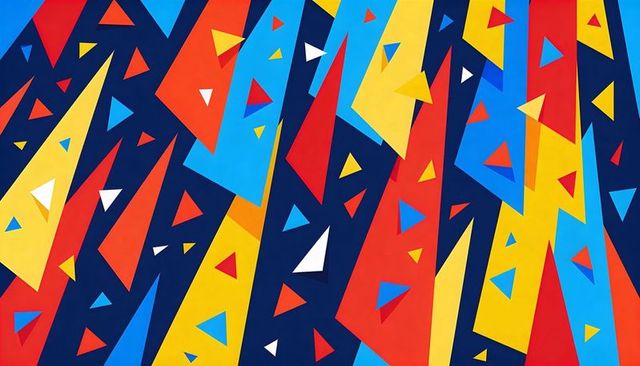 Vibrant Diagonal Triangle Geometry Colorblock on Navy Background for Modern Design Energy