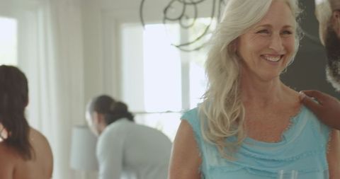 Joyful Seniors Celebrating Together at Home Event