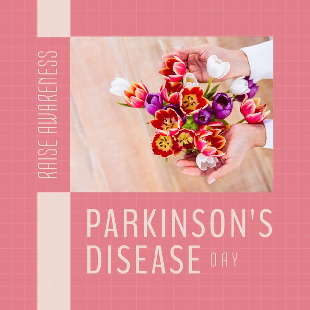 Parkinson's Disease Awareness Day Poster with Tulips on Pink Background - Download Free Stock Templates Pikwizard.com