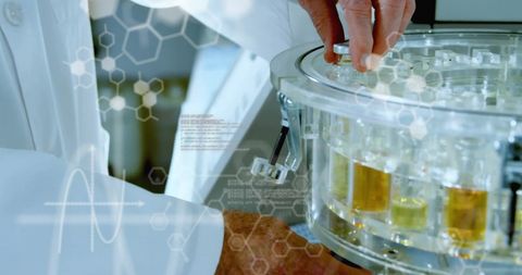 Scientist Conducting Laboratory Experiment with Digital Interface Overlay - Download Free Stock Images Pikwizard.com