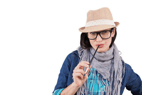 Creative Woman With Hat Holding Brush Transparent Background