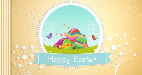 Colorful Easter Eggs in Field with Happy Easter Banner - Download Free Stock Images Pikwizard.com