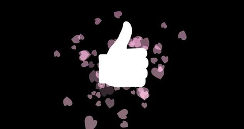 Social Media Like with Heart Icons on Black Background