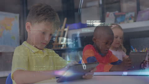 Children Using Tablets Exploring Education Technology