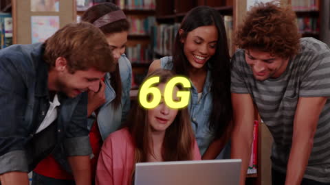 Diverse Group Exploring Future Tech in Library with Laptops