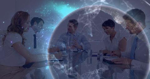 Diverse Business Team Envisioning Global Digital Solutions