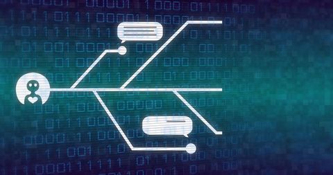 Digital Bot Interface with Binary Technology Background - Download Free Stock Images Pikwizard.com