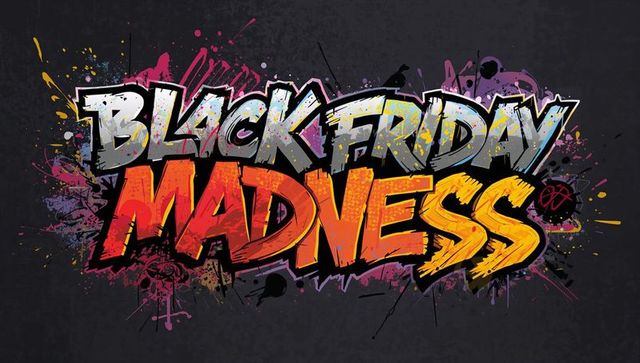 Black Friday Madness Graffiti Typography Poster Neon Grunge Splatter Design
