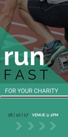 charity run flyer with starting sprinter emphasizing speed and determination - Download Free Stock Templates Pikwizard.com