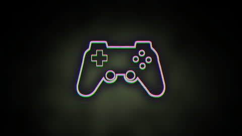 Minimalistic Glowing Gamepad Icon on Dark Background