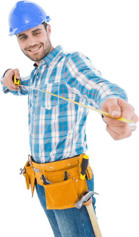 transparent happy handyman measuring with tape - Download Free Stock Videos Pikwizard.com