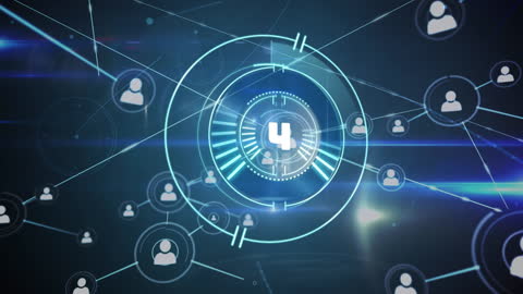 Digital Countdown with Connected Network Animation