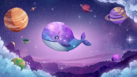 Galaxy Whale Gliding Through Surreal Cosmic Space