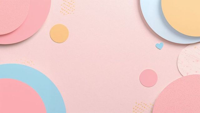 Pastel paper circle layering with blue heart minimal flatlay background for design