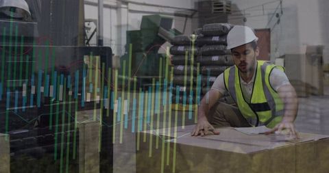 Warehouse Worker Analyzing Digital Charts Logistics Insights