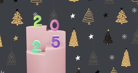 Celebratory 2025 with Christmas Themed Background