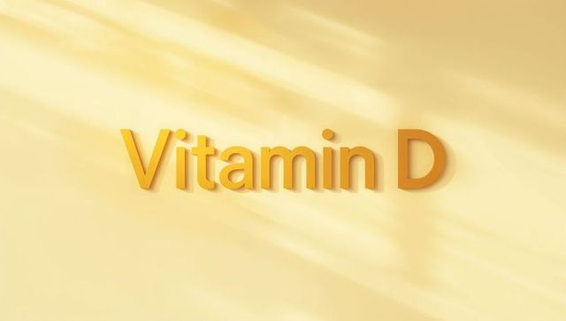 3d vitamin d lettering on warm sunbeam backdrop for health wellness supplement branding
