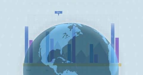 Global Data Visualization with Bar Graph over World Globe - Download Free Stock Images Pikwizard.com