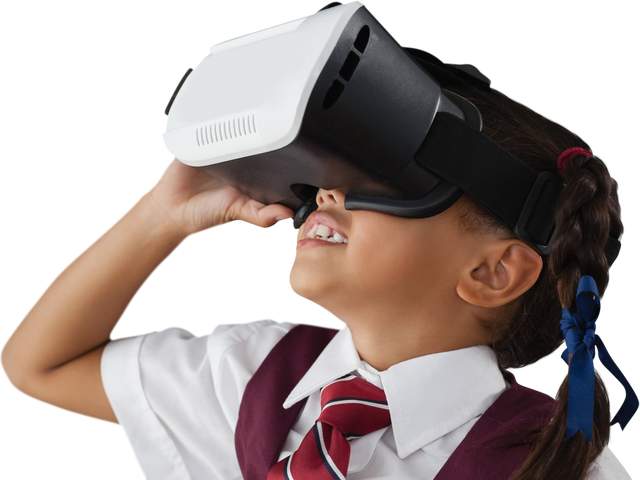 Transparent Close-up of Schoolgirl Using Virtual Reality Headset, Immersive Learning Experience - Download Free Stock Videos Pikwizard.com