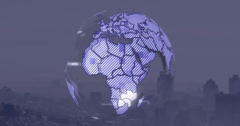 Futuristic Digital Globe Over Cityscape - Download Free Stock Images Pikwizard.com
