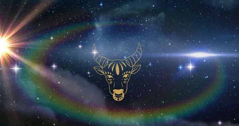 Taurus Zodiac Sign Amongst Cosmic Stars Glowing Brightly