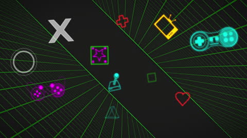 Digital Gaming Network Concept with Vibrant Icons and Lines