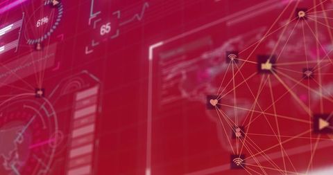 Digital network connections visualization in futuristic interface