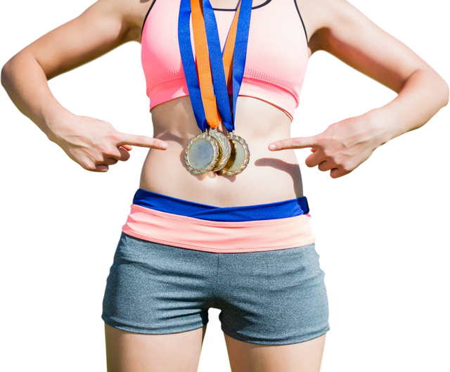 Athletic Woman Displaying Medals on Transparent Background - Download Free Stock Videos Pikwizard.com