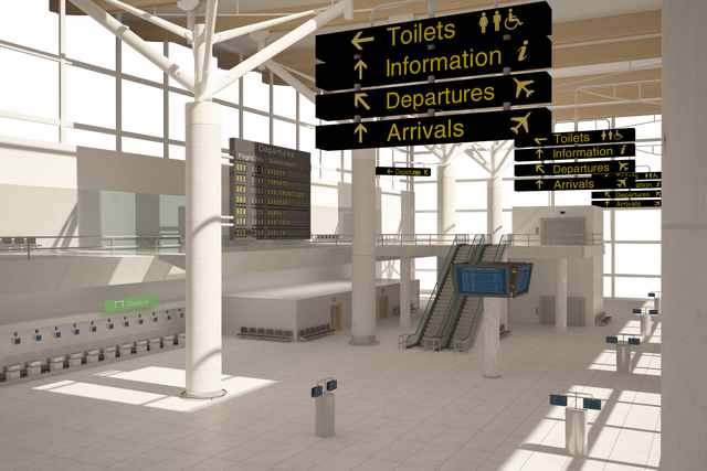 Transparent Digital 3D Drawing of Modern Airport Terminal Interior - Download Free Stock Videos Pikwizard.com