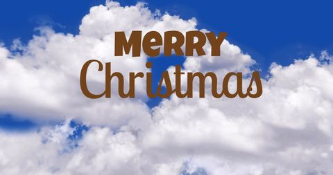 Merry Christmas Message Over Cloudy Blue Sky - Download Free Stock Images Pikwizard.com